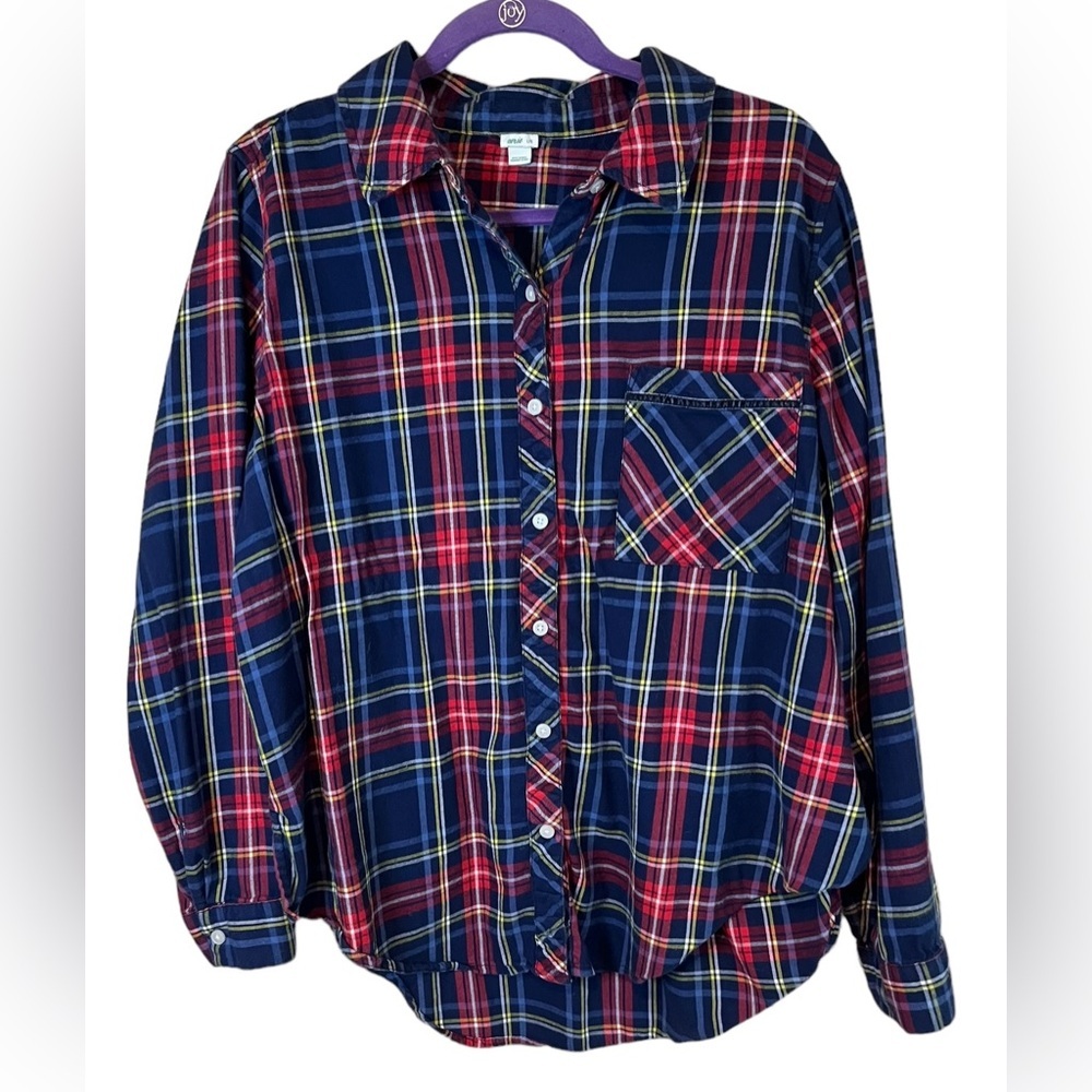 Aerie plaid button down women’s large red and blue multicolor jammie top.